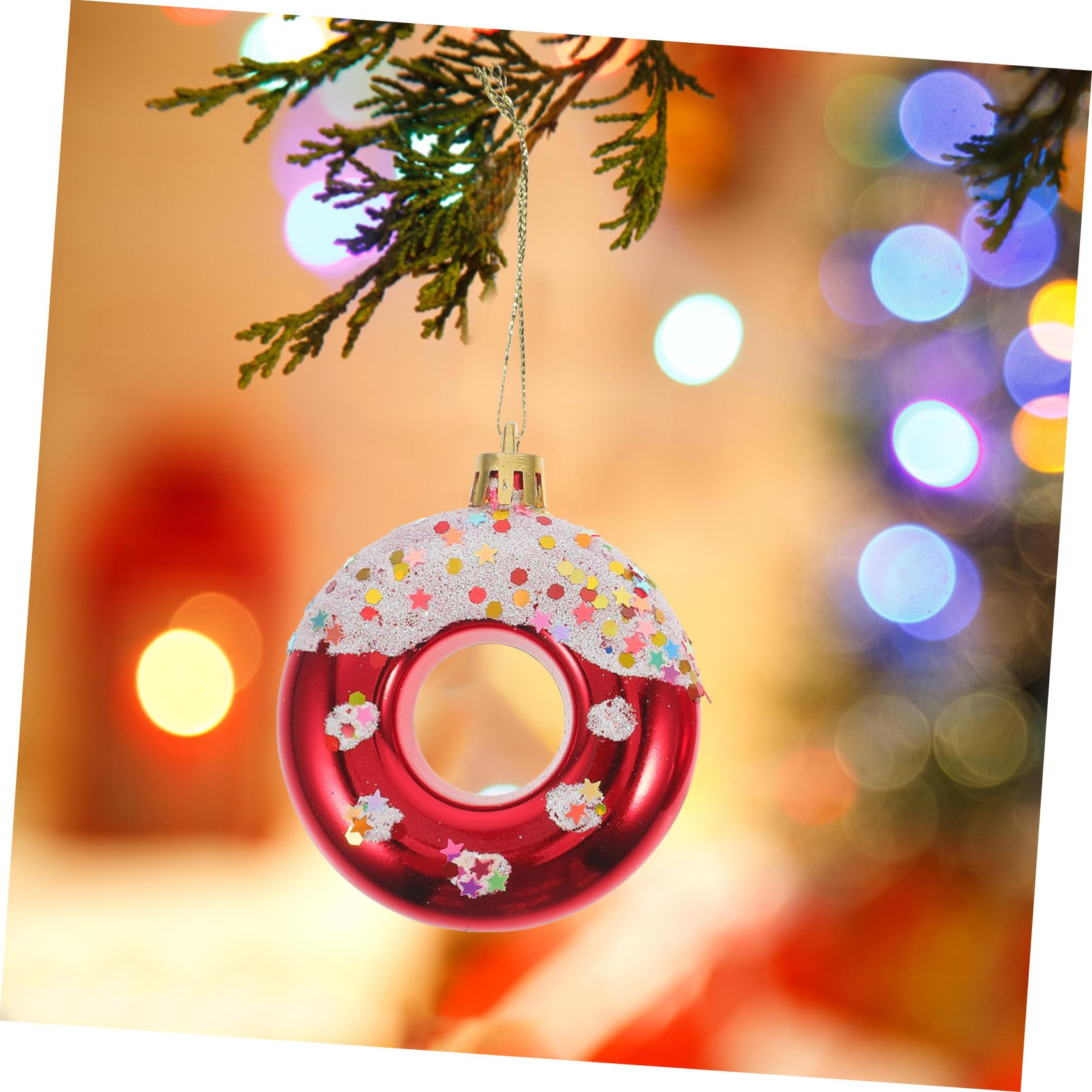 IMIKEYA 20piezas Adornos Colgantes Navideños Decoración De Árbol De Navidad Pendientes Temáticos De Festividad Diseño De Donut Fiestas y Celebraciones