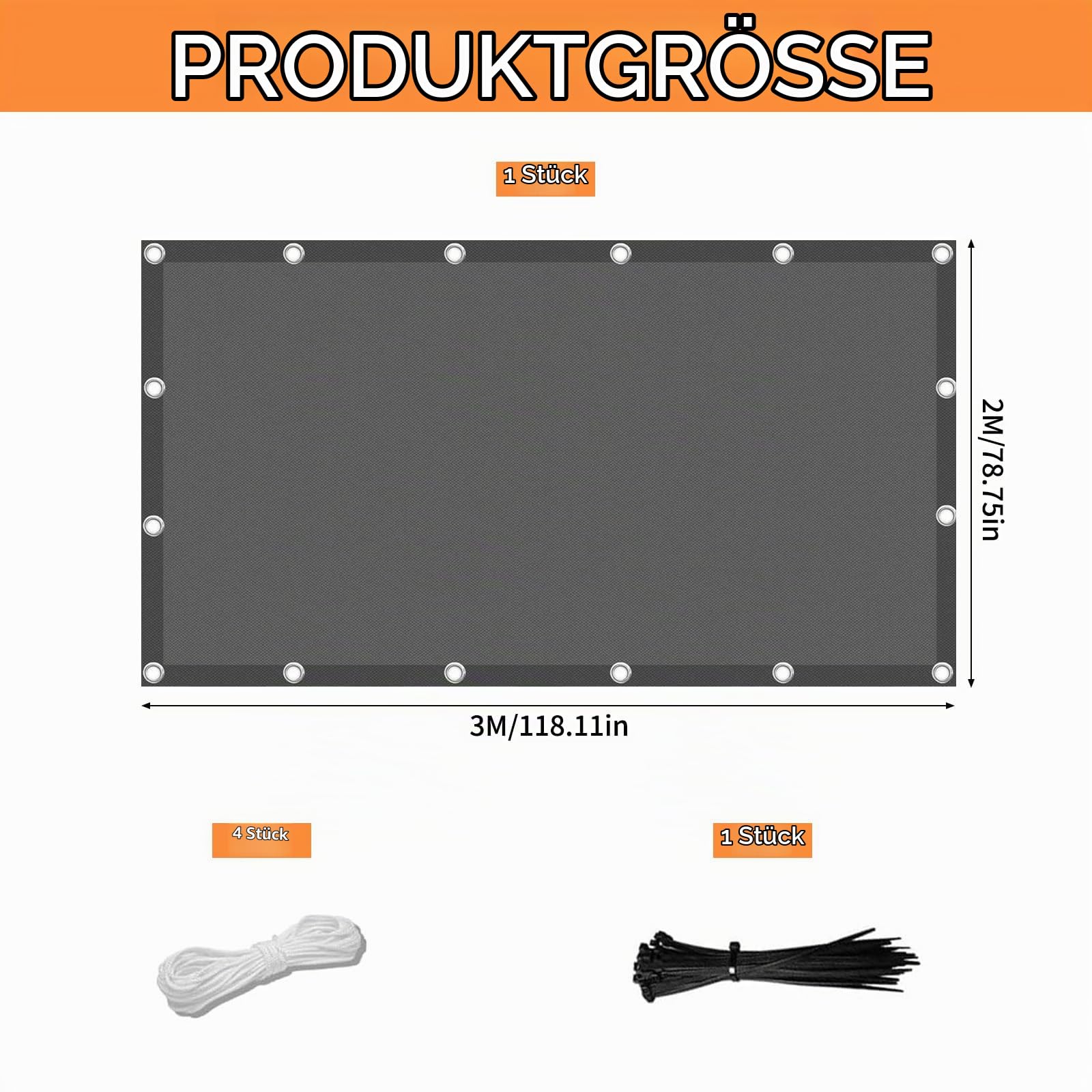 Sonnensegel Wasserdicht Rechteckig mit Ösen,Sonnensegel Rechteck 2x3m,Markisenstoff 95% UV Schutz,Schattierungsnetz inkl Befestigungsseile,UV-Schutz,Wetterfest für Garten Terrasse