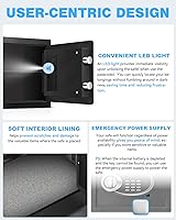 Vista 7 de 1.8 Cu Ft Safe Box with Fireproof Waterproof for Documents - Steel Security Personal Safe with Digital Electronic Keypad, Emergency Battery Box &