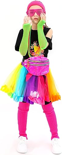 Miniatura 4 de SOMSOC Conjunto de 13 piezas para niñas de los años 80 para niños, disfraz de Halloween, accesorios para cosplay, fiesta de los años 80