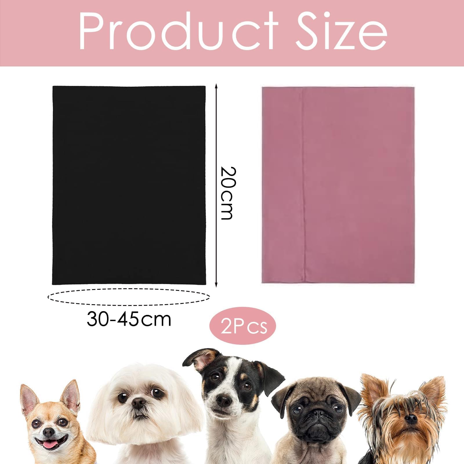 2 Pcs Dog Ear Muffs Dog Calming Ear Cover Anxiety Relief Cover Face Neck Warmer Quiet Head Sleeves for Noise Bathing Grooming Drying(Large,Black and Pink) 1