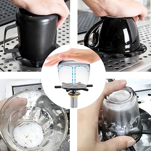 Miniatura 3 de DIBTSA Enjuague de vidrio, fregadero de acero inoxidable para taza de café expreso con aerosol, bandeja de drenaje y goteo, tamaño medio plateado,