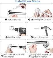 Vista 8 de Cilee Juego de 8 piezas de accesorios de baño de cromo pulido, barra de toalla de baño de 24 pulgadas, anillo de toalla, soporte para papel