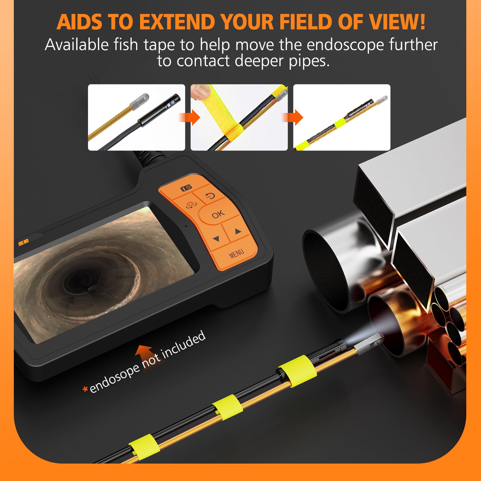 Snapklik.com : 50FT Fish Tape Wire Puller Through Wall Wire Threader OD ...