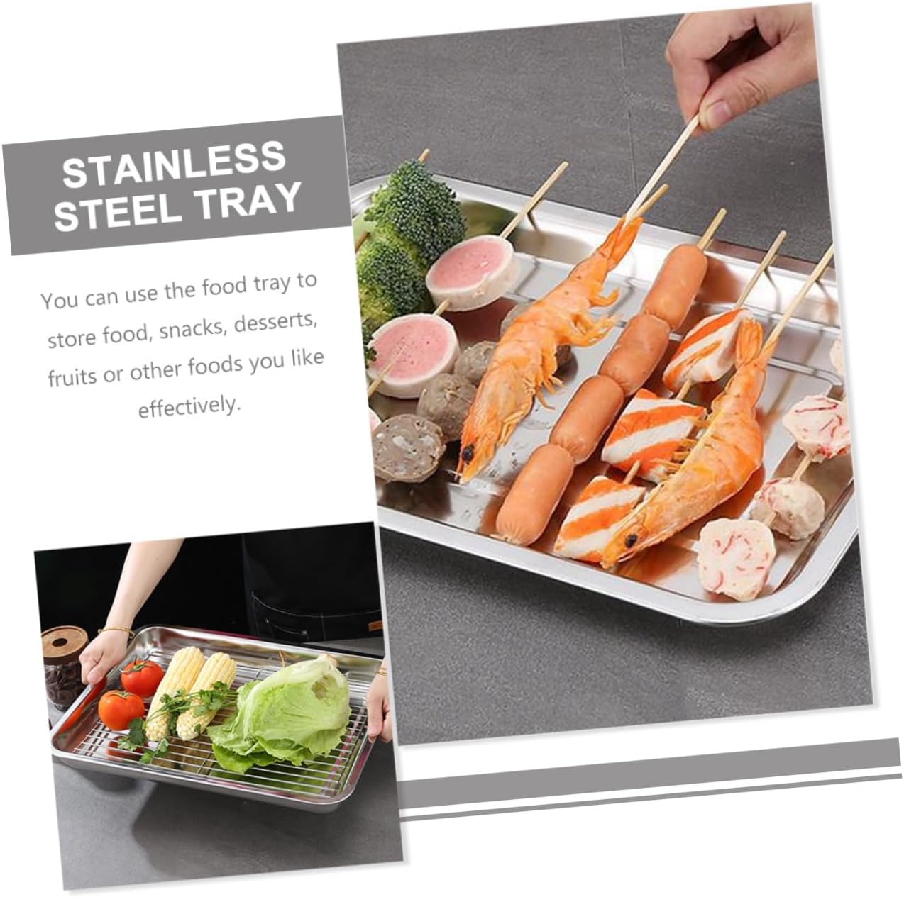 Hemoton 3pcs Stainless Steel Baking Tray for Food Serving Bbq and Oven Use Food Plates for Restaurant Parties and Picnics