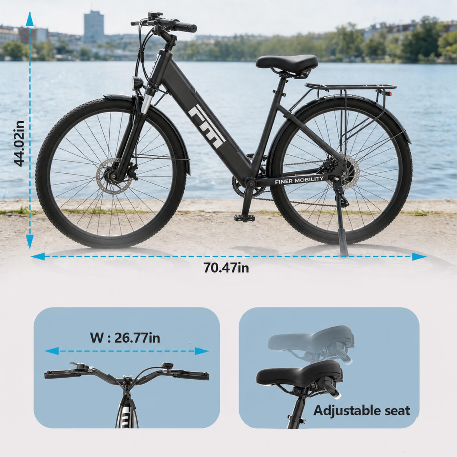 Bicicleta eléctrica de 27,5 pulgadas para mujer y hombre, 7 marchas, con batería de 594 Wh