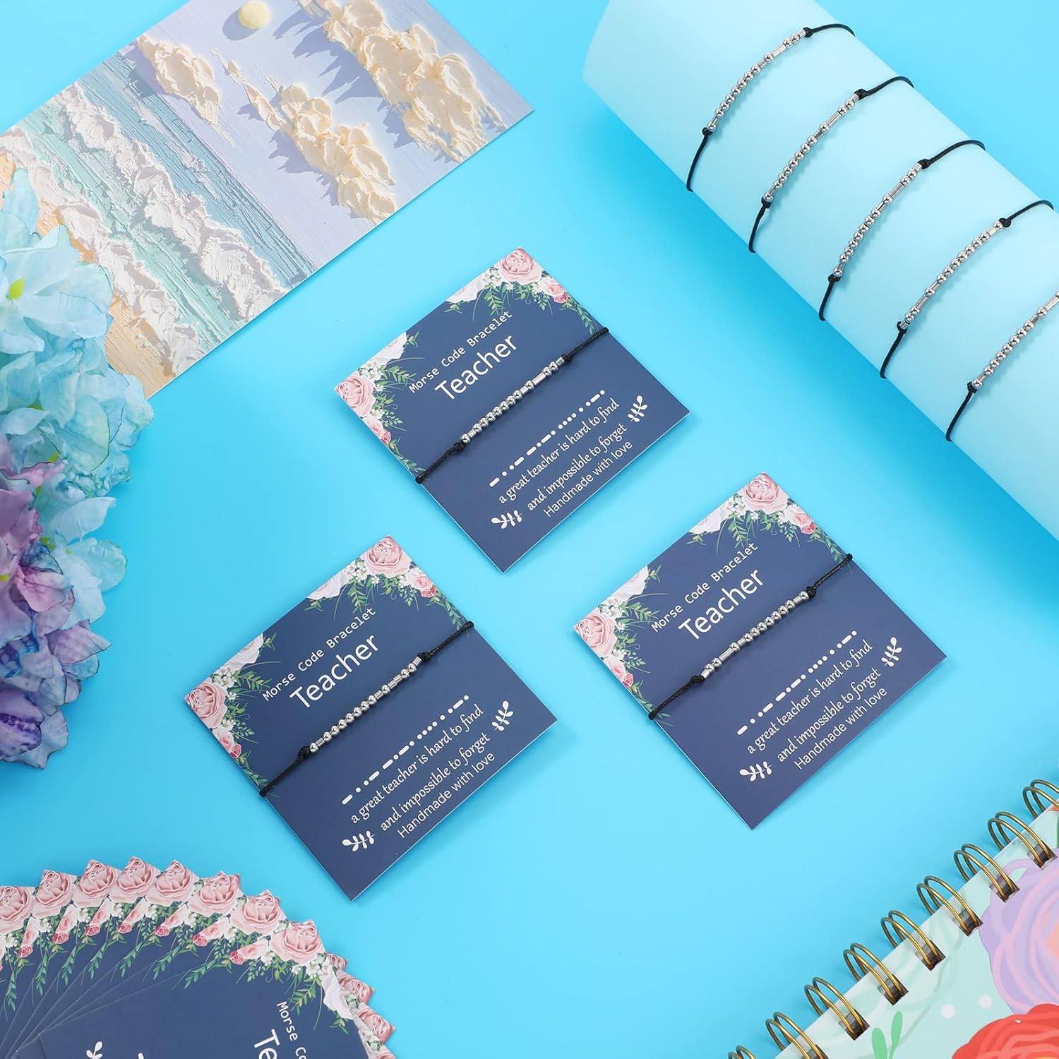 Junkin 12 Pieces Teacher Gift Morse Code Bracelets for Women, Inspirational Bracelet Adjustable Message Beaded Jewelry Gifts Teachers' Day Birthday Teacher Appreciation Week Graduation Supplies - Image 6