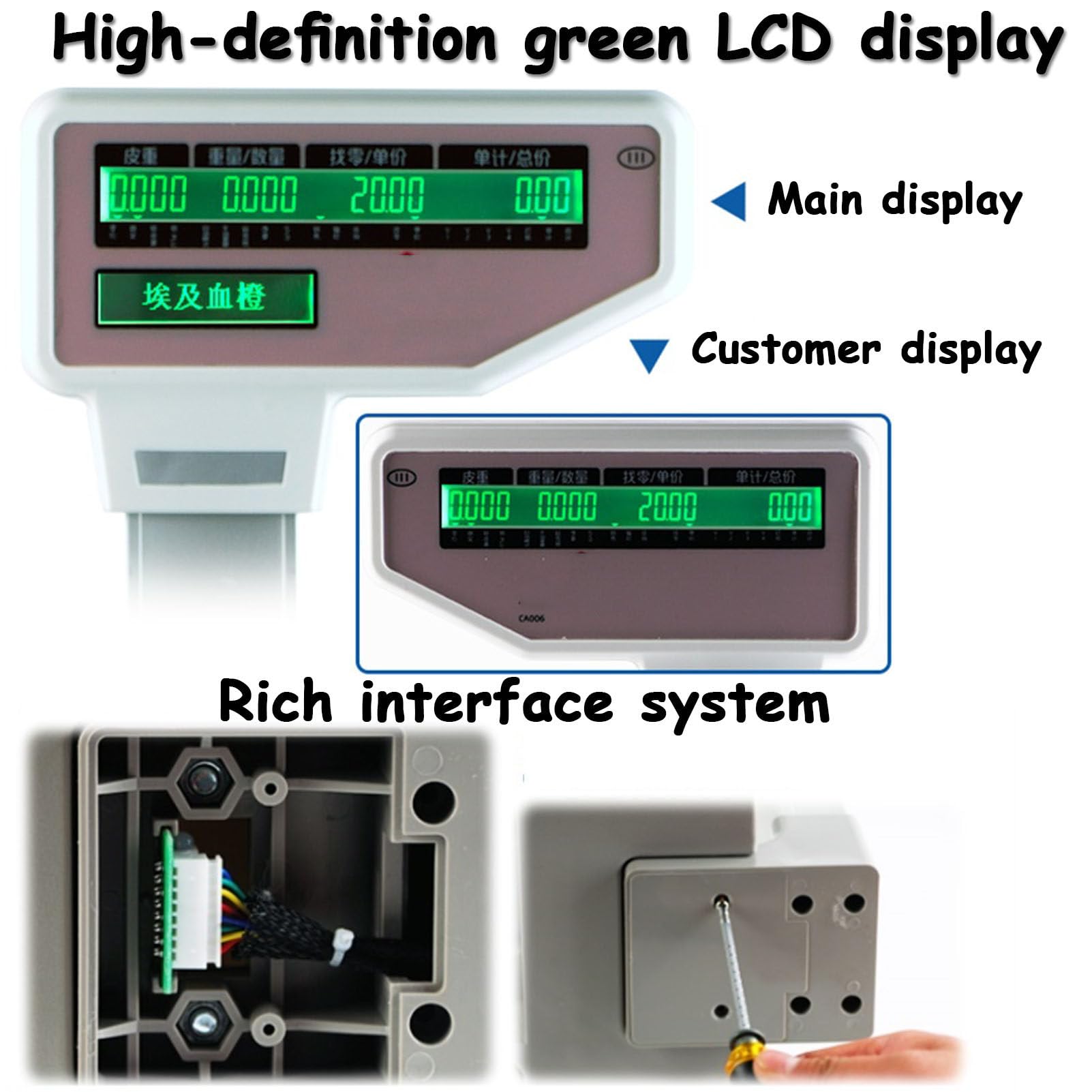 Bilancia di Controllo del Peso con Stampa di Etichette di Prezzo Digitale, Computer per Vendita al Dettaglio, Schermo LCD, Peso 30 kg/66,14 libbre, Stampante Termica per Codici a Barre elettronici, p