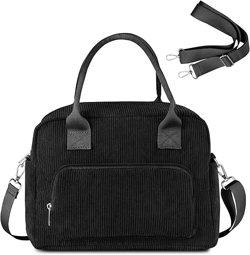 Miniatura 1 de FITDON Lonchera térmica para mujeres y hombres, contenedor grande de pana a prueba de fugas, bolsa de almuerzo para picnic de trabajo, color negro