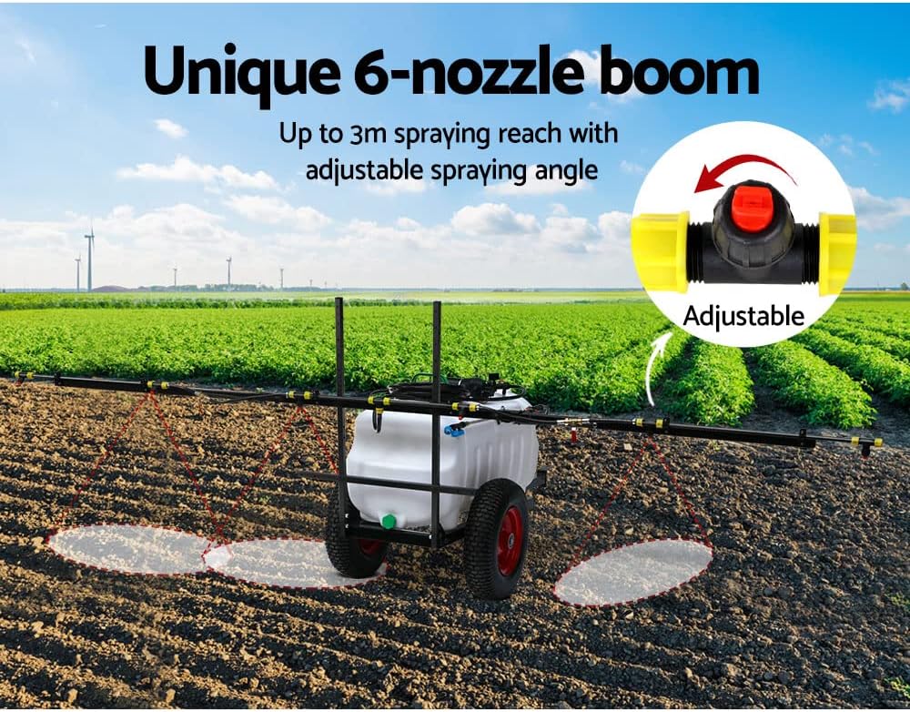 Unique 6-nozzle boom with adjustable spraying angle