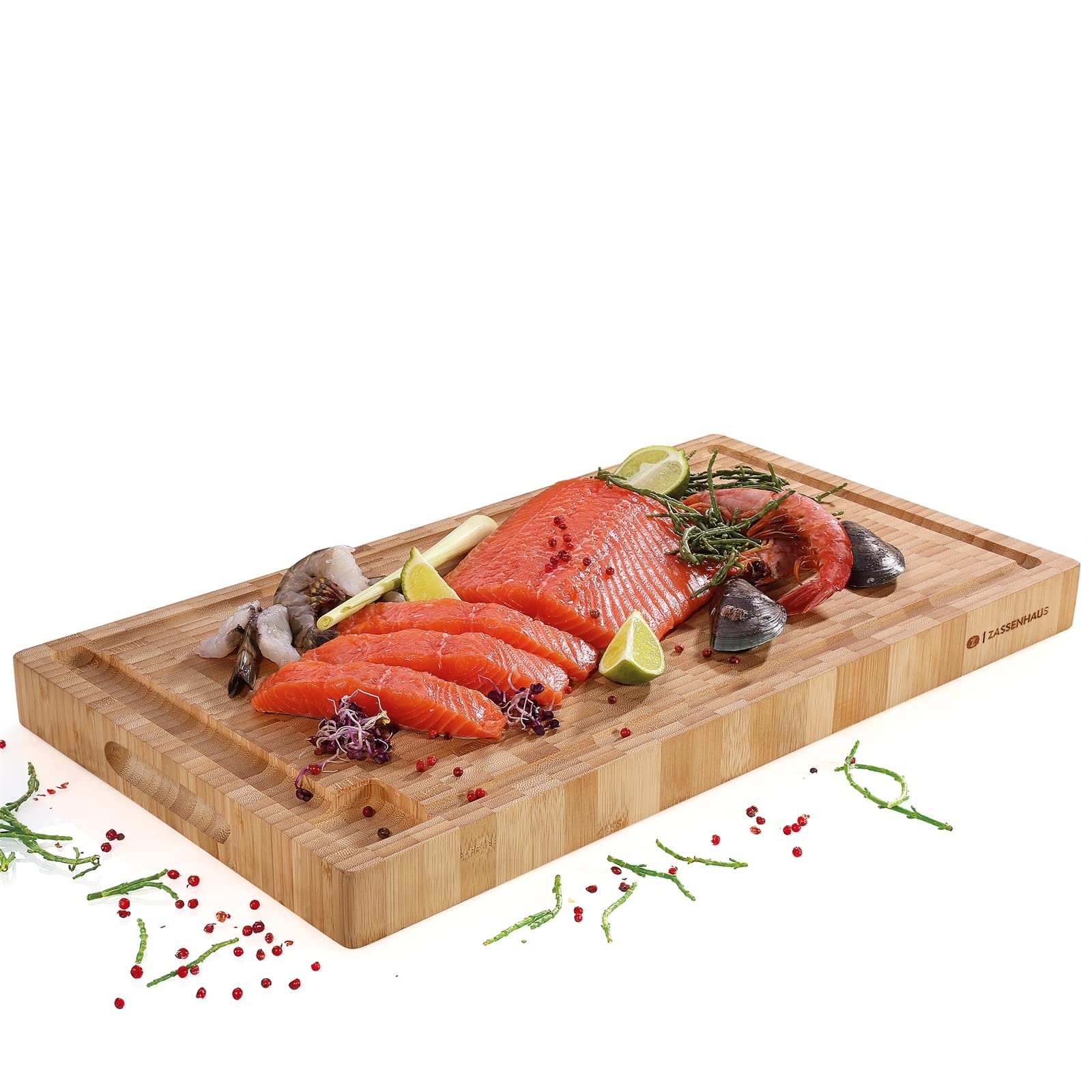 Zassenhaus Tabla de cortar de bambú para jugo extra gruesa