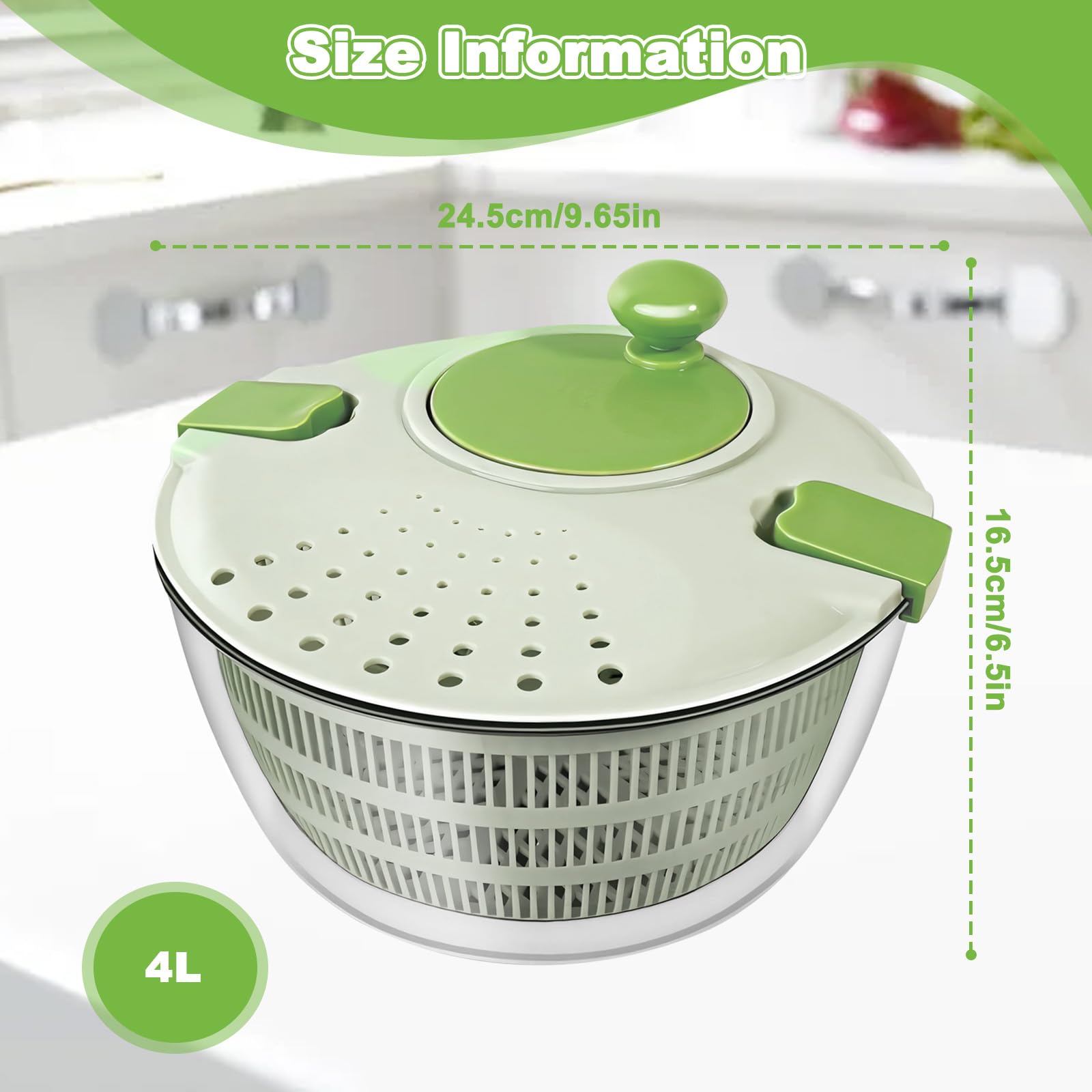 Centrifuga Insalata con Cestino Rete, Insalatiera Strizza Ciotola Scolapiatti Spinner Vegetale Multifunzione 4L, Lavatrice Asciuga Lava Verdure Frutta, Asciugatrice Rotatore Lattuga Manuale Cucina
