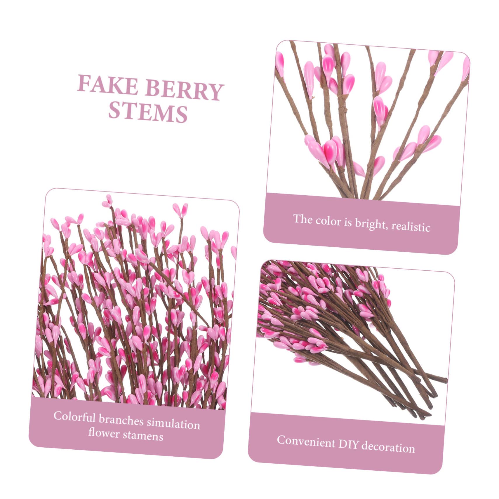 Cabilock 10 Pezzi Steli di Bacche Decorative Rosa per Composizioni Floreali