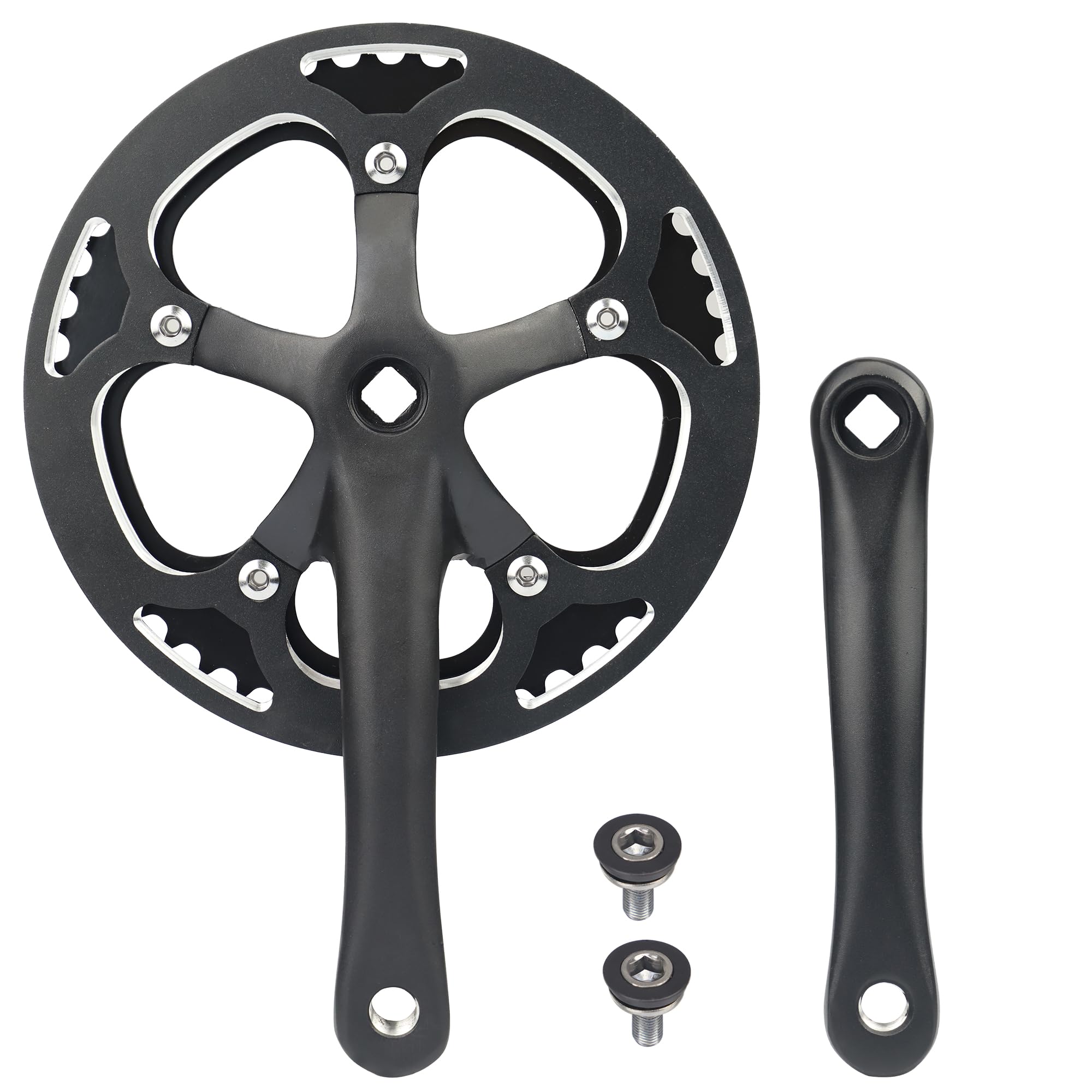 WEEROCK E-Bike/Bicycle Crankset MTB Road Bikes Crank Set 46T/48T Charing Alumininum Alloy Single Side Chain Cover and 170mm Arm, Compatible with