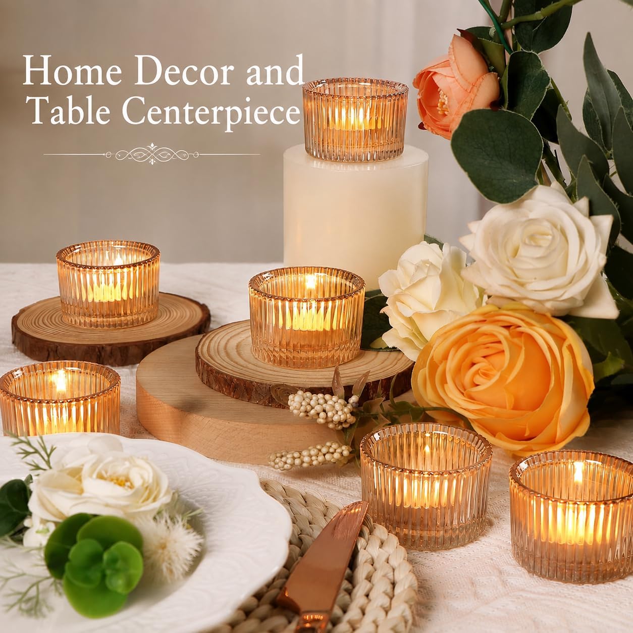 Lanttu 12 Pcs Gold Tealight Candle Holder 2'' x 1.4'' Votive Candle Holders