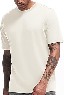 Men's Heavy Weight Crew Neck T-Shirt Mens Premium Cotton Tee - Pre Shrun...