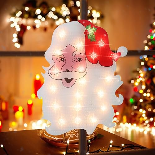 Miniatura 49 de LAMPHOME Silueta de ventana de Navidad con forma de copo de nieve de 17 pulgadas, 20 L, decoración para fiestas, hogar, patio, césped, jardín