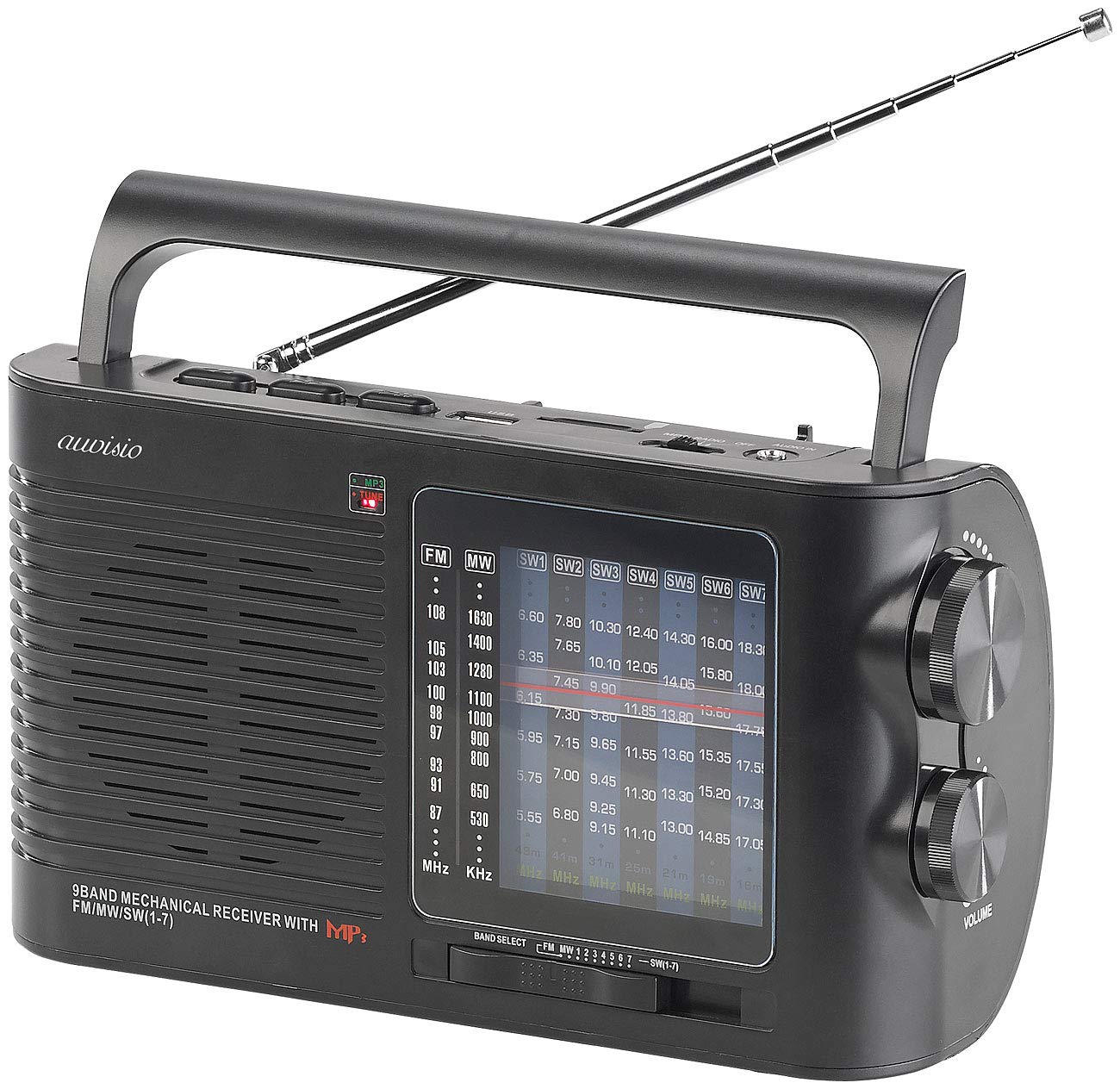 auvisio Analogradio: Analoger 9-Band-Weltempfänger mit Bluetooth, USB, SD, AUX und Akku (Kurzwellen-Radio)