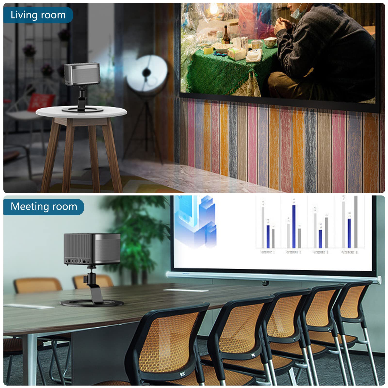 MENAYODA Beamer Ständer, Desktop Projektor Metallhalter, Universal Multi-Winkel Projektorhalterung mit 1/4-Zoll-Schraubschnittstelle, Laptop Ständer