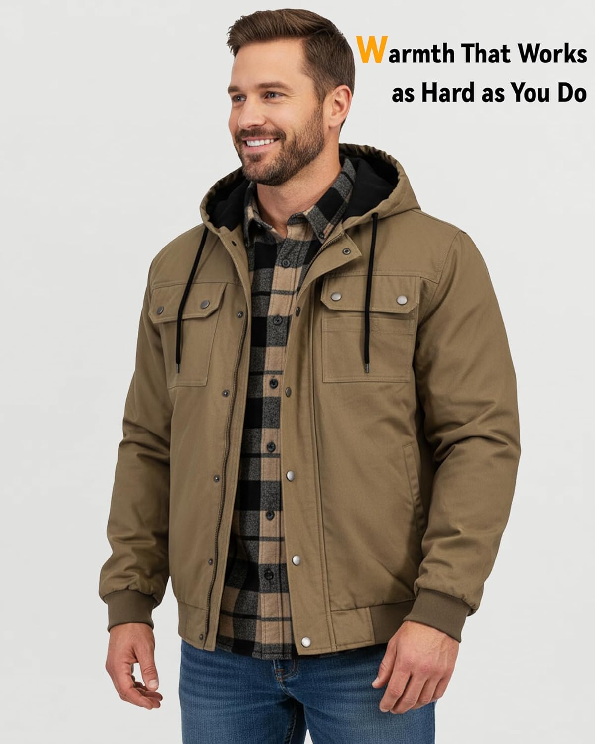 Wulcea Graphene Heated Jacket For Men 12V 18400mAh Fast Charge Large Capacity Battery - Image 5