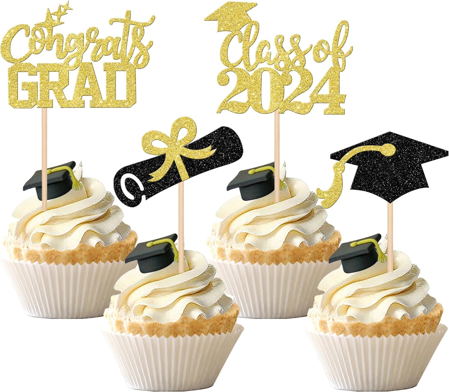 Tortenaufsatz '6. Schulabschluss' Mit Glitzer – Kuchendekoration Für Abschlussfeiern 2024, Größe Ca. 13,5 X 23,6 Cm