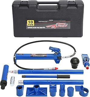 10 Ton Blue Porta Power Hydraulic Jack Kit with 4.6ft Oil Hose for Frame Repair