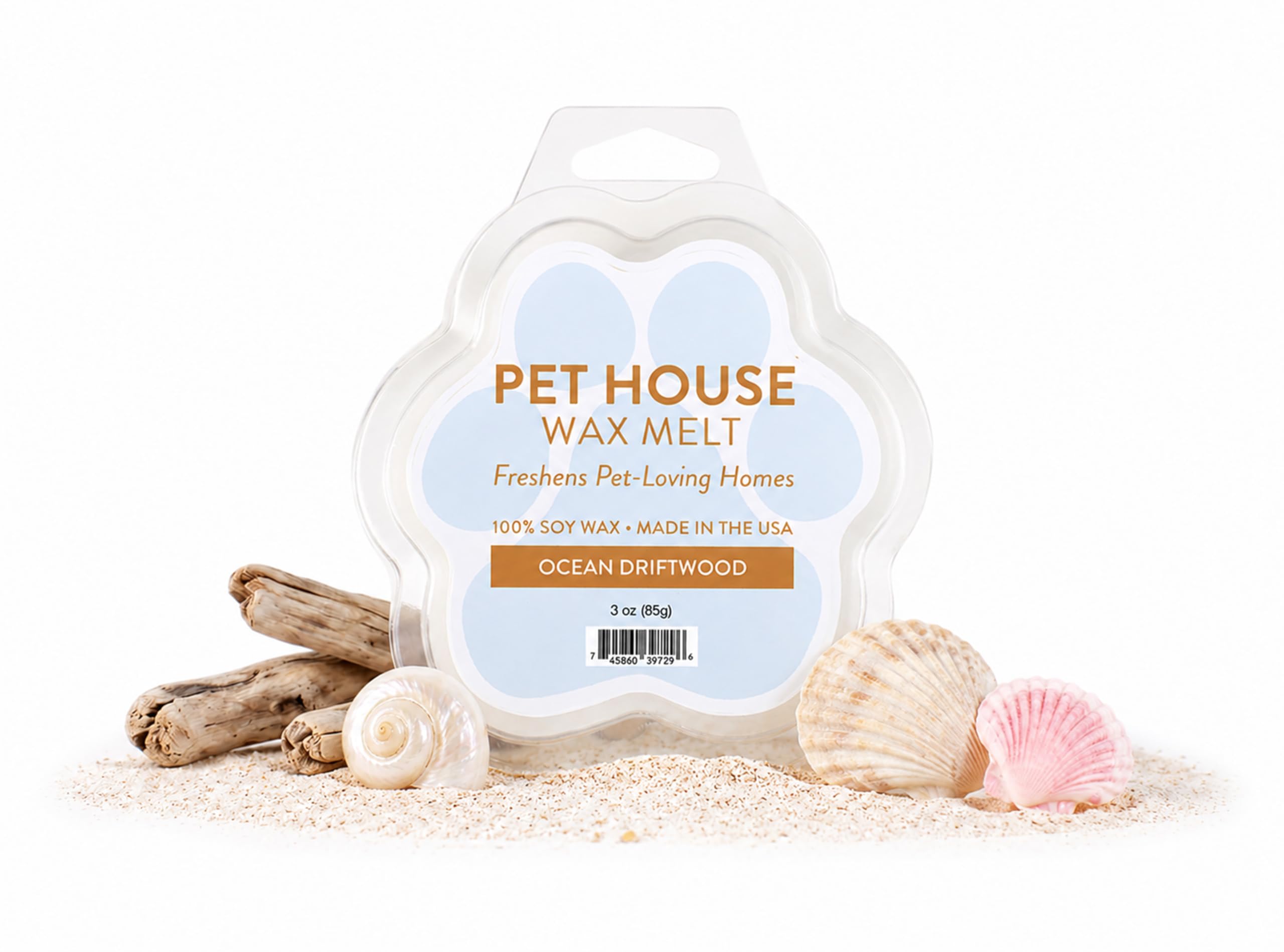 Ocean Driftwood Spring and Summer Wax Melts Plant-Based Wax, Pet House