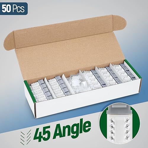 Miniatura 279 de Everest - Paquete de 50 conectores Keystone RJ45 Cat6 en ángulo de 45°, color blanco, conectores RJ45 hembra de perfil delgado, conector Keystone