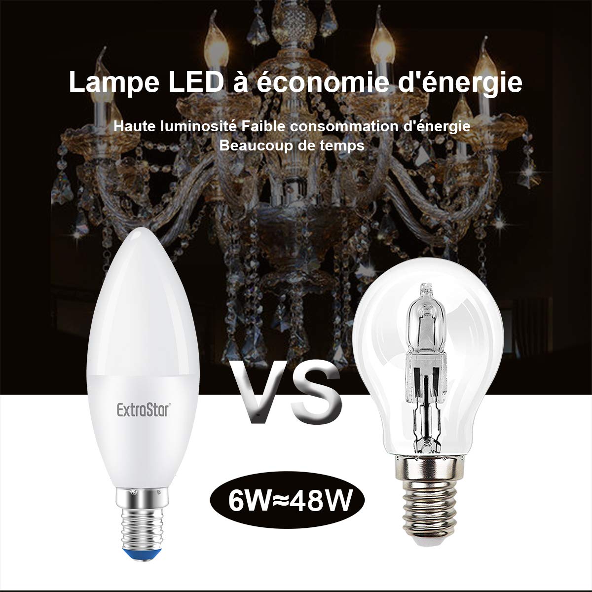 Ampoule LED E14 6W C37 Dimmable - Équivalent 50W Halogène - Lumière Réglable
