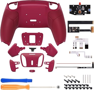 eXtremeRate PS5 Controller BDM-010 & BDM-020 Compatible with Programmable Rear Paddle Rubber Grip Solid Color Plastic RISE4 Remap Kit with PS5 Controller Upgrade Board and Redesigned Back Case & 4