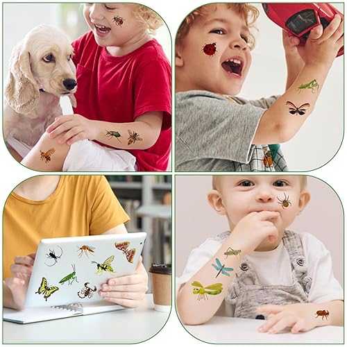 Miniatura 6 de 72 tatuajes temporales de insectos, tatuajes de reptiles, abejas, arañas, escarabajos, mariposas, libélulas, calcomanías de tatuaje falso para