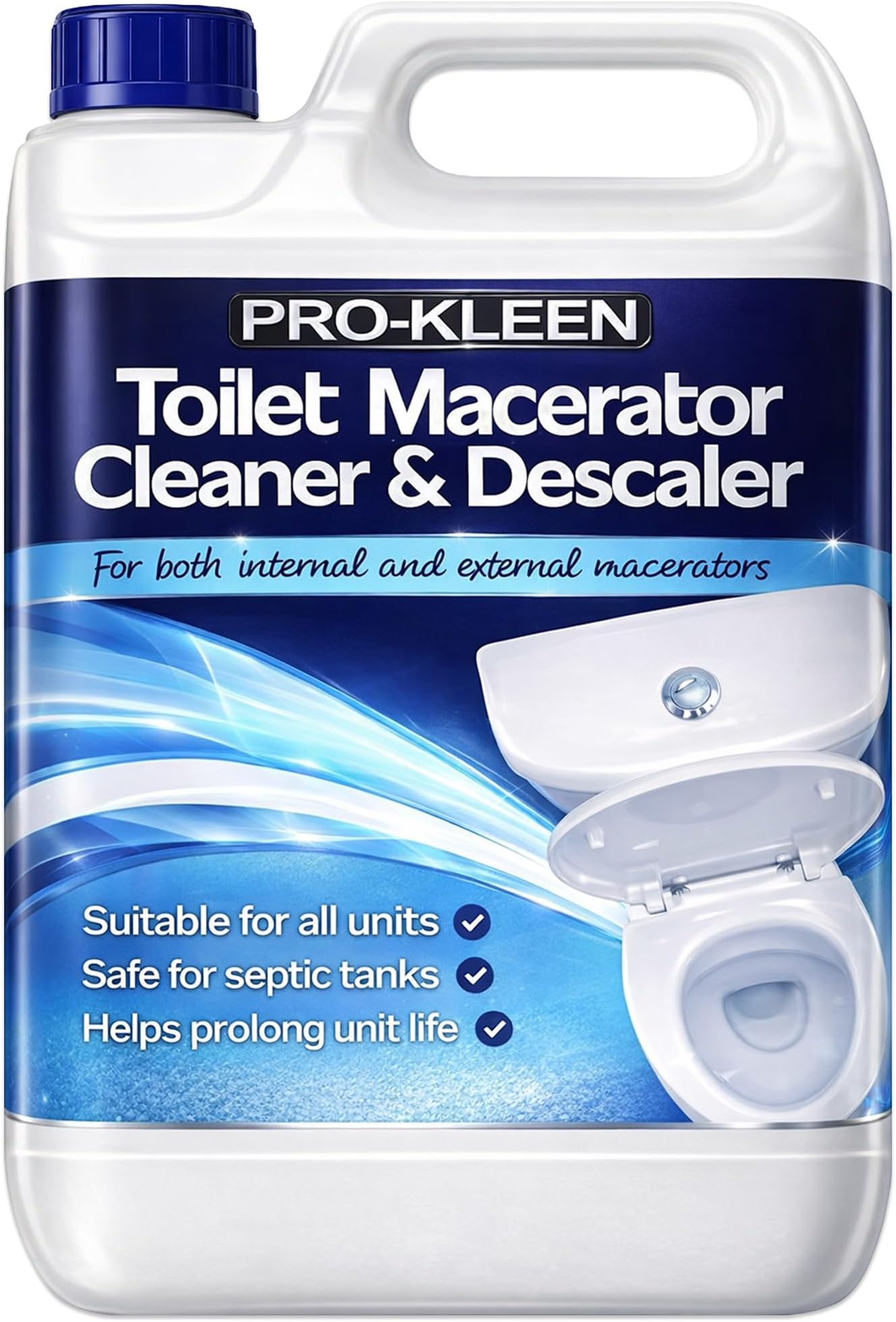 5L of Toilet Macerator Cleaner Descaler, Blue, Fresh