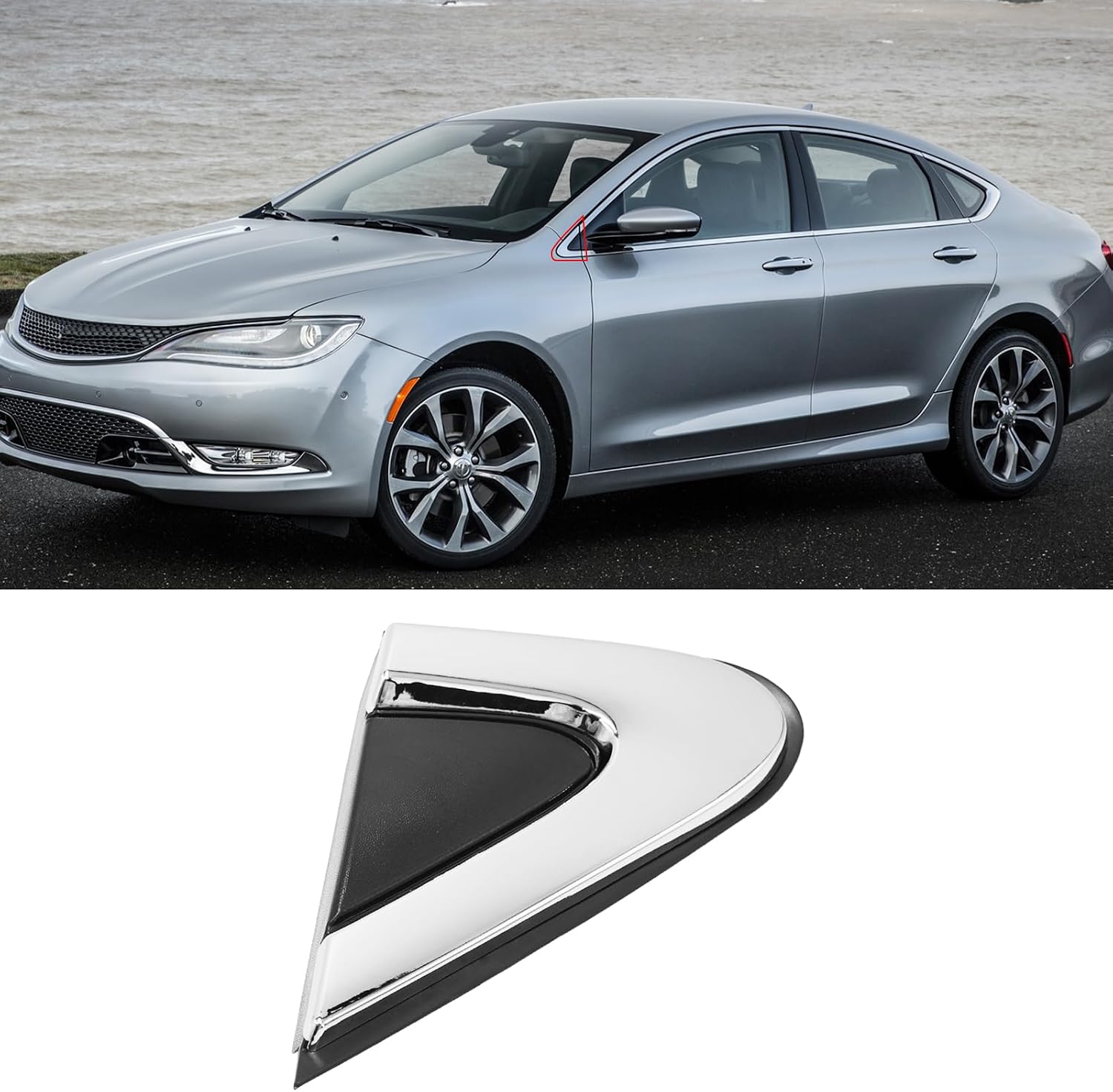 Jaronx Compatible with Chrysler 200 Side Mirror Trim Cover Corner Molding 2015 2016 2017, Driver Left Side Mirror Flag Cover Applique Panel Trim Triangle Trim 5NJ511XFAB for Chrysler 200 Accessories