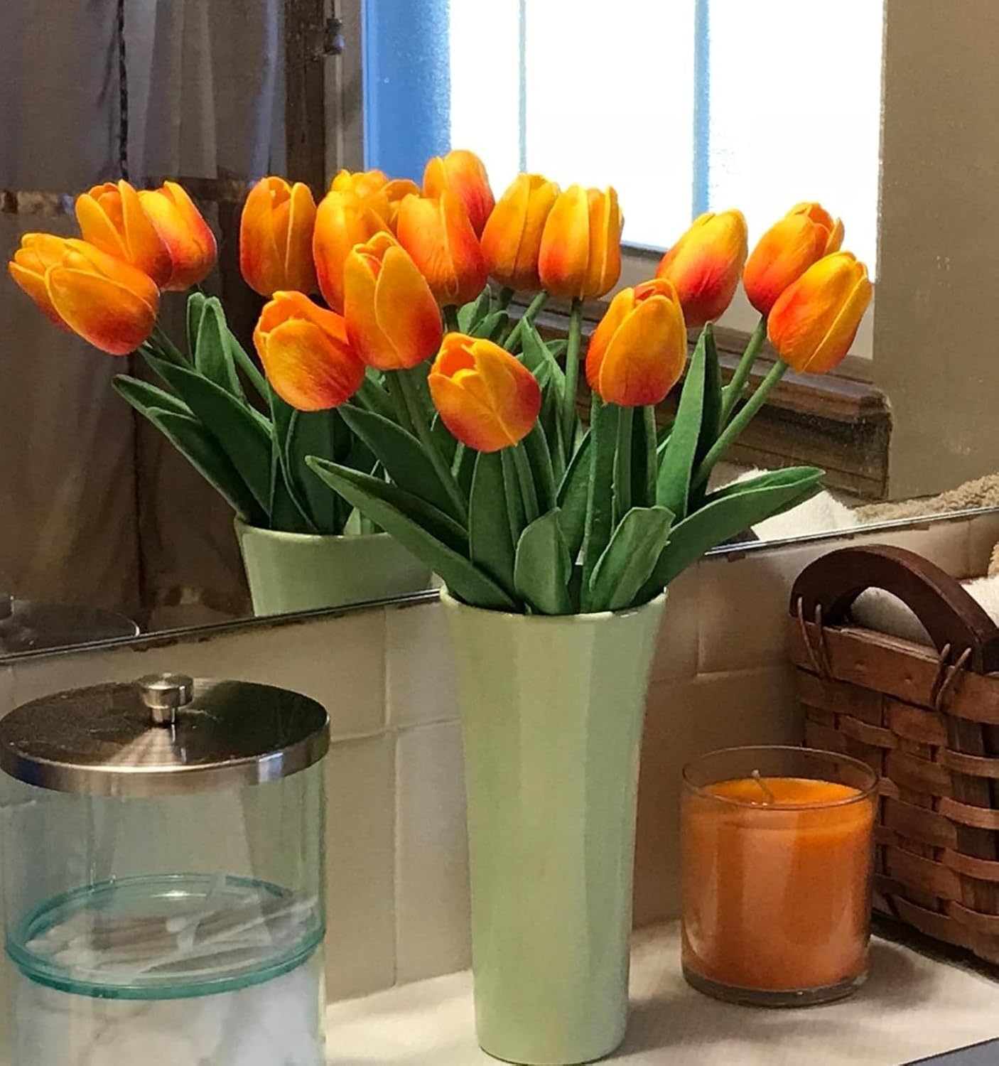 DEEMEI Tulips Artificial Flowers 20 Pcs Multicolor Fake Tulip Stems Real Touch PU Tulips for Easter Spring Wedding Bouquet Home Centerpiece Floral Arrangement Table Décor - Image 3