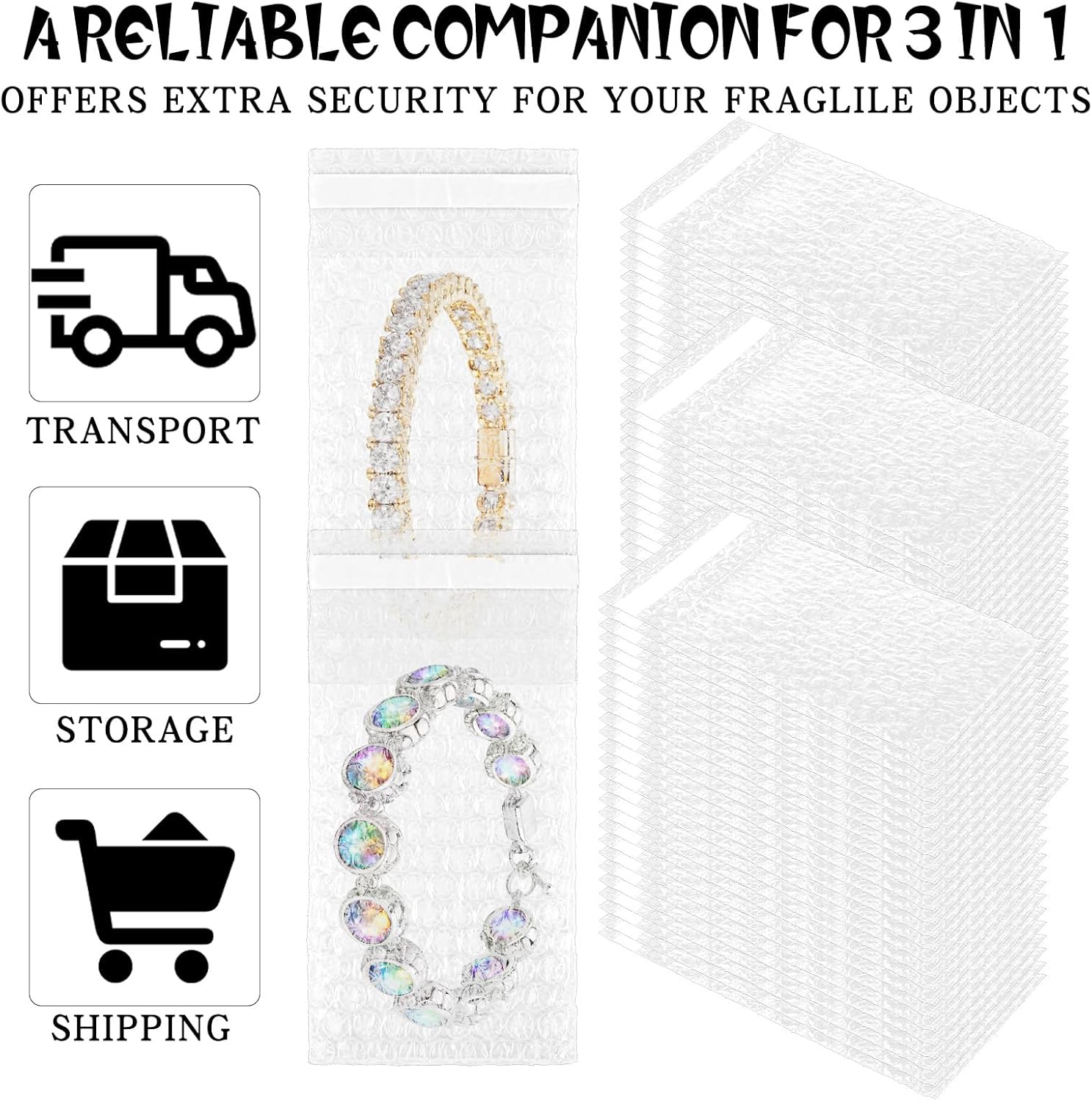 300Pcs Bubble Wrap Bags 4 x 6 Inch Clear Bubble Out Bags Self Sealing Bubble Wrap Pouches Double Wall Bubble Pouch Bag for Moving and Storage