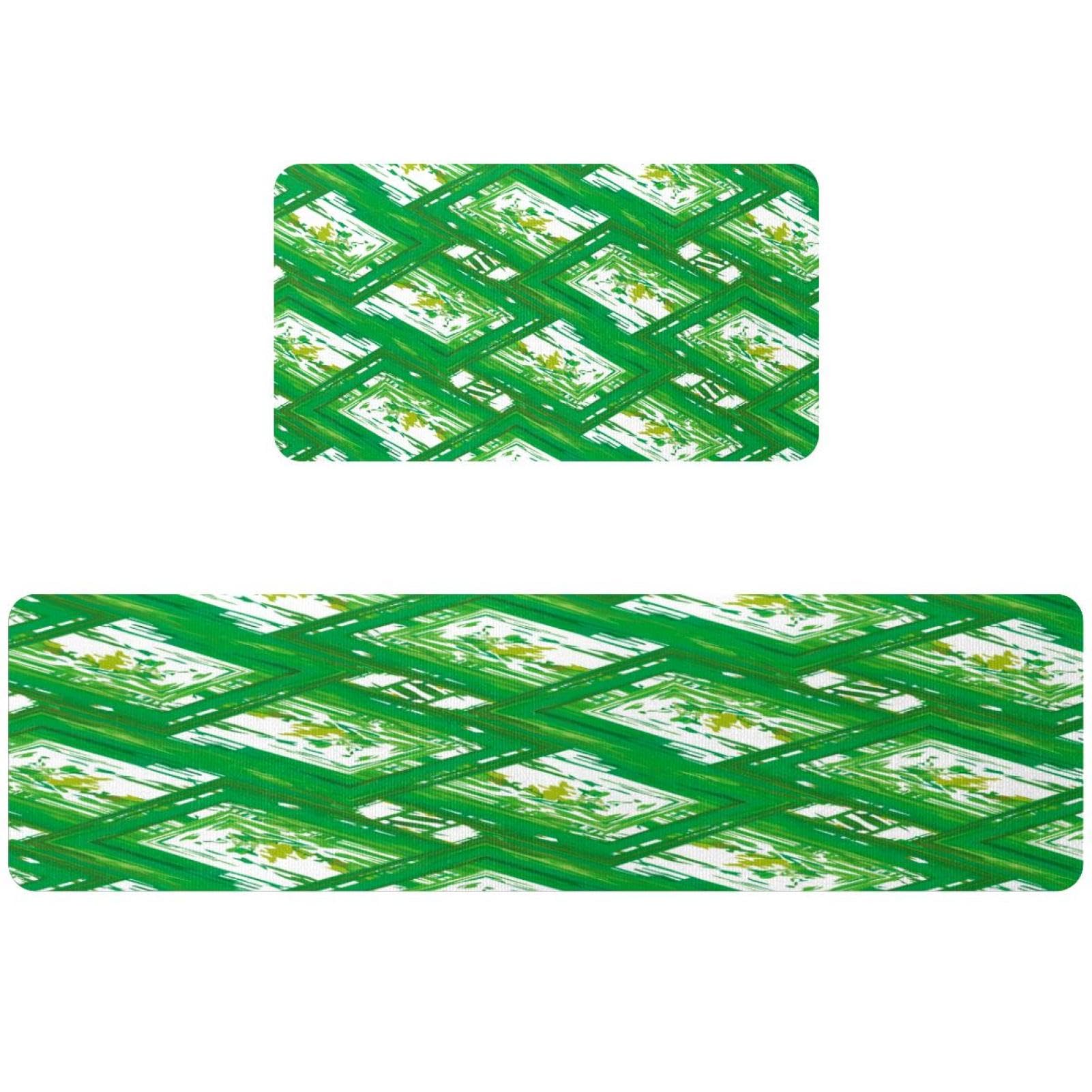 Tapis de cuisine lavable lot de 2 vert abstrait tapis de couloir antidérapant