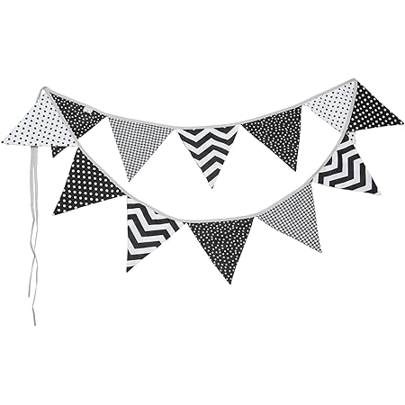 Da Wa 3 2m Tissus De Guirlandes Tissus Triangulaires Tissu Vintage A Double Face Decoration Minable Chic Pour Fetes D Anniversaire Ceremonies Noir Et Blanc Amazon Fr Cuisine Et Maison