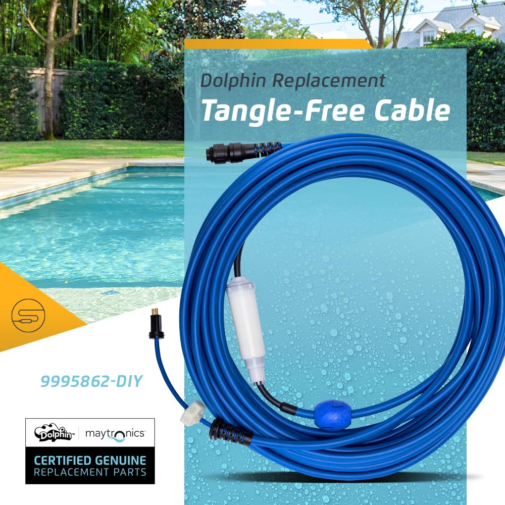 Dolphin Genuine Replacement Part — Durable 60 FT Blue Cable with Swivel for Tangle-Free Operation — 9995862-DIY