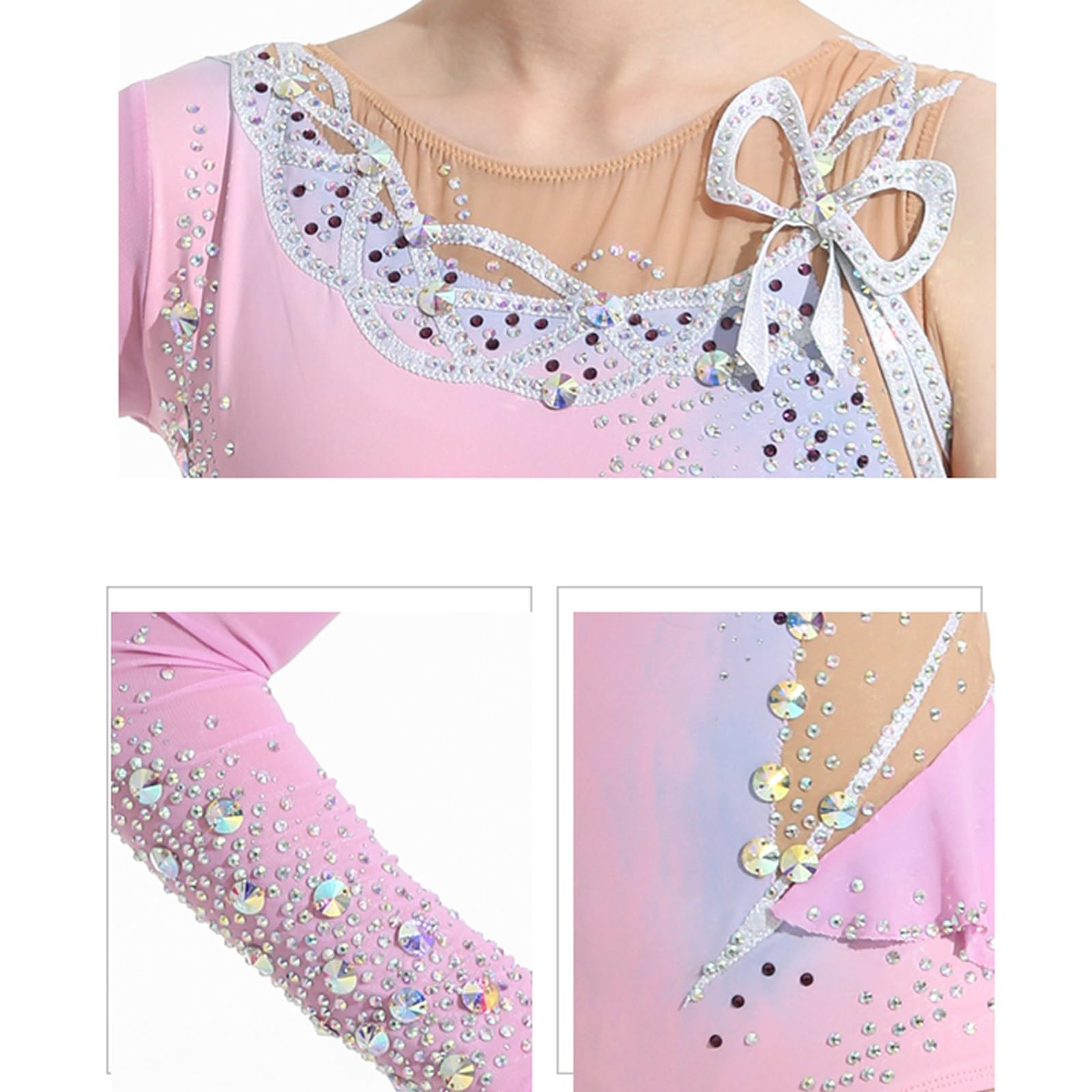 Trykoty Do Gimnastyki Artystycznej Dla Dziewczynek Damskie Body Do Tańca Rhinestone Gradientowe Body Do Ćwiczeń