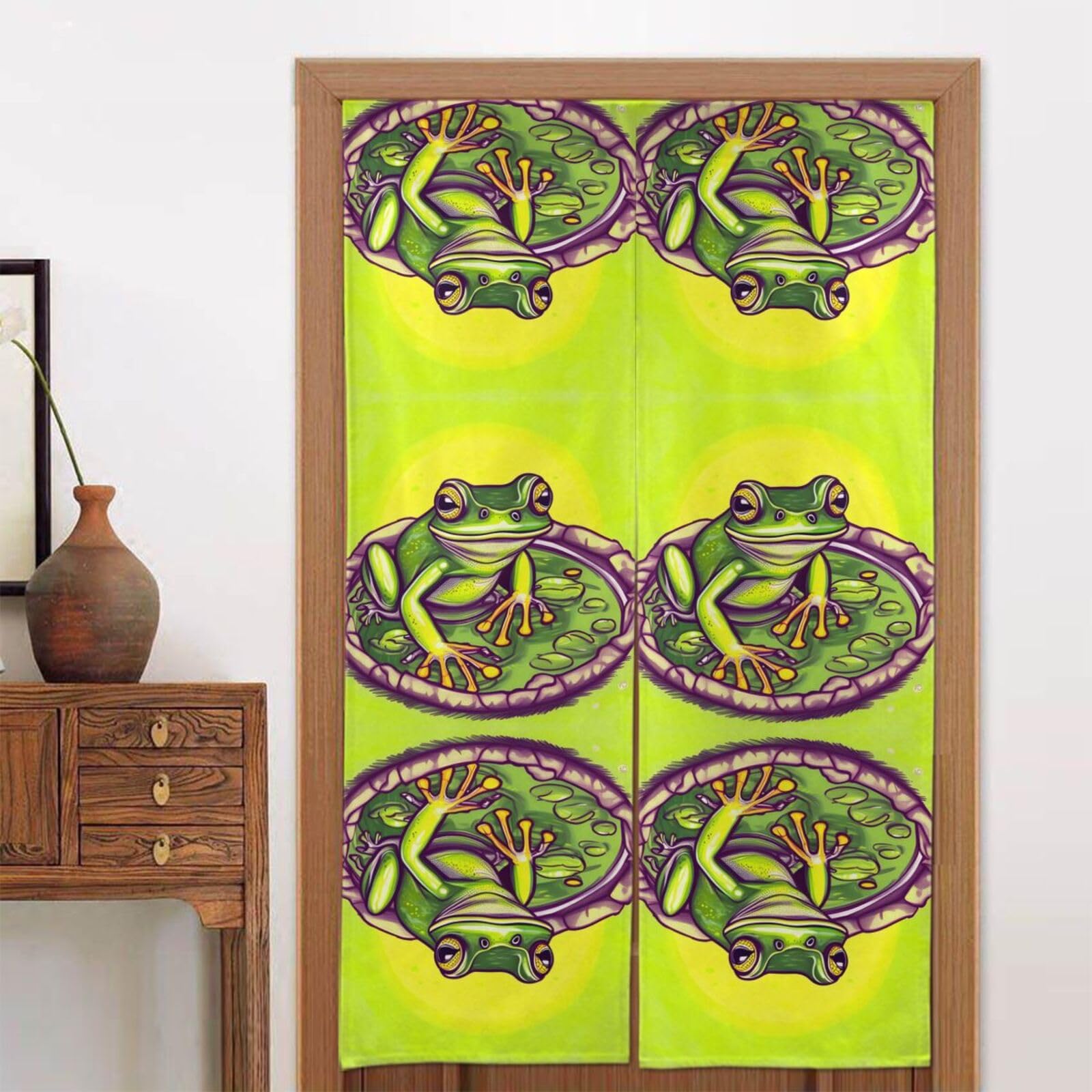 CNTDBU Frog in a pond Door Curtain 34x56 Inch-Room Divider Panel for Privacy, Entryway Screen for Kitchen Bedroom