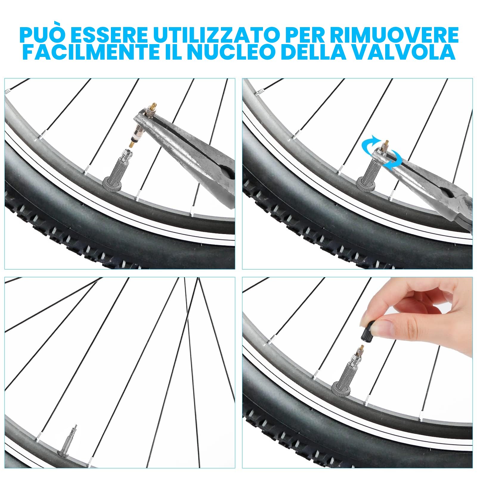 Flintronic Nucleo Valvola Bici 11 Pezzi Kit Sostituzione Valvola Presta Adattatore Bicicletta
