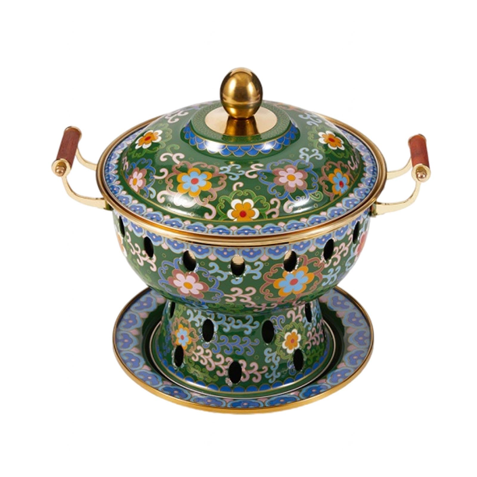 asdchZen Copper Hot Pot,For Steaming Boiling Stew Household Alcohol Stove Small Hot Pot Cloisonne Pure Copper Old-Fashioned Pot Hot Pot,E,C