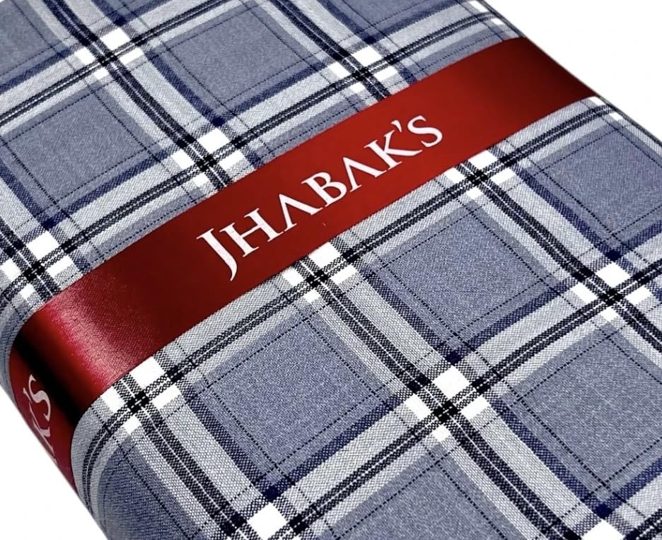 Image of JHABAK'S Cotton Blend Unstitched Checkered Fabric for Men - 2.35m Shirt Piece / 3m Kurta Piece - Width 36 Inches