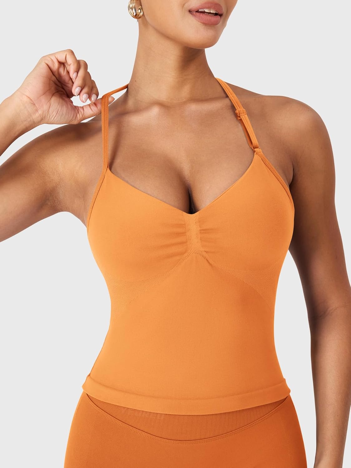 YEOREO SoftHue Impact Longline Strappy Top Women's Halter Workout Tank Tops Backless Gym Longline with Adjustable Strap - Image 3