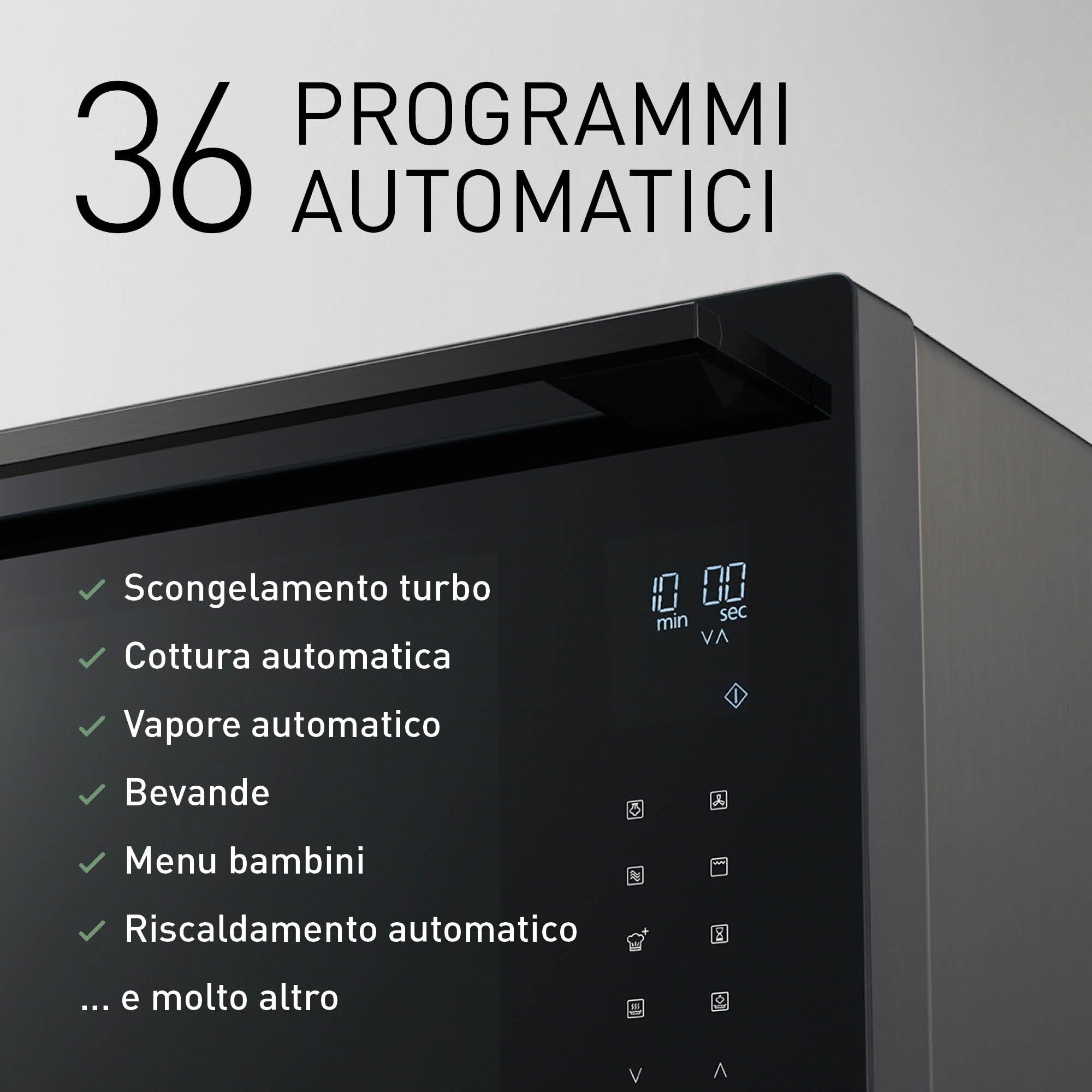Panasonic NN-CS88LBEPG Forno Microonde 4-in-1 Combinazione Vapore e Grill, 31 Litri,1000W, Cottura a Doppio Livello, Sensore Genius, 36 Programmi Automatici, Design Compatto, Canna di fucile