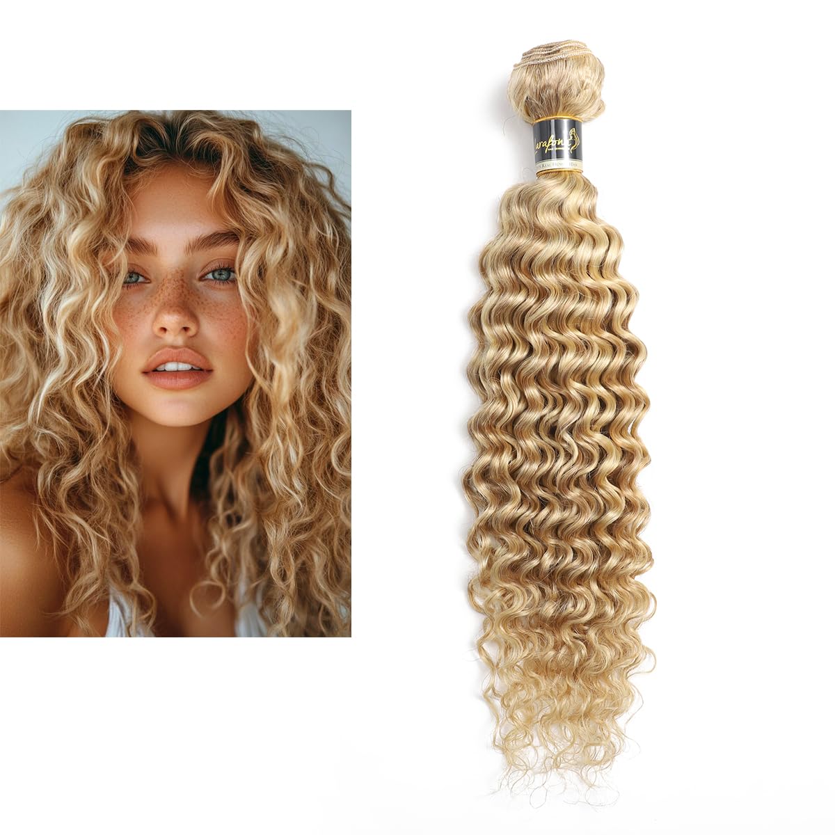 Hair Echthaar Tressen Locken Blond Human Hair Extensions 100% Remy Highlights Honey Blonde Curly Hair Bundles 100g/pc 28inch/70cm