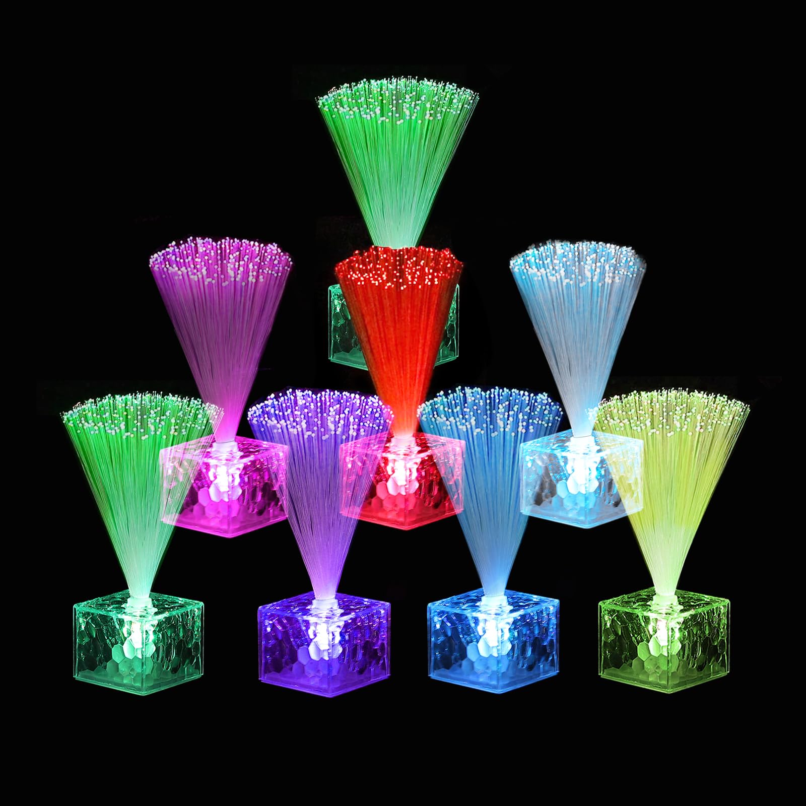 sourcing map Fiber Optic Lamps, LED Novelty Lighting Sensory Mood Lights Color Changing in Night for Bedroom Ambient Decorations,8Pcs