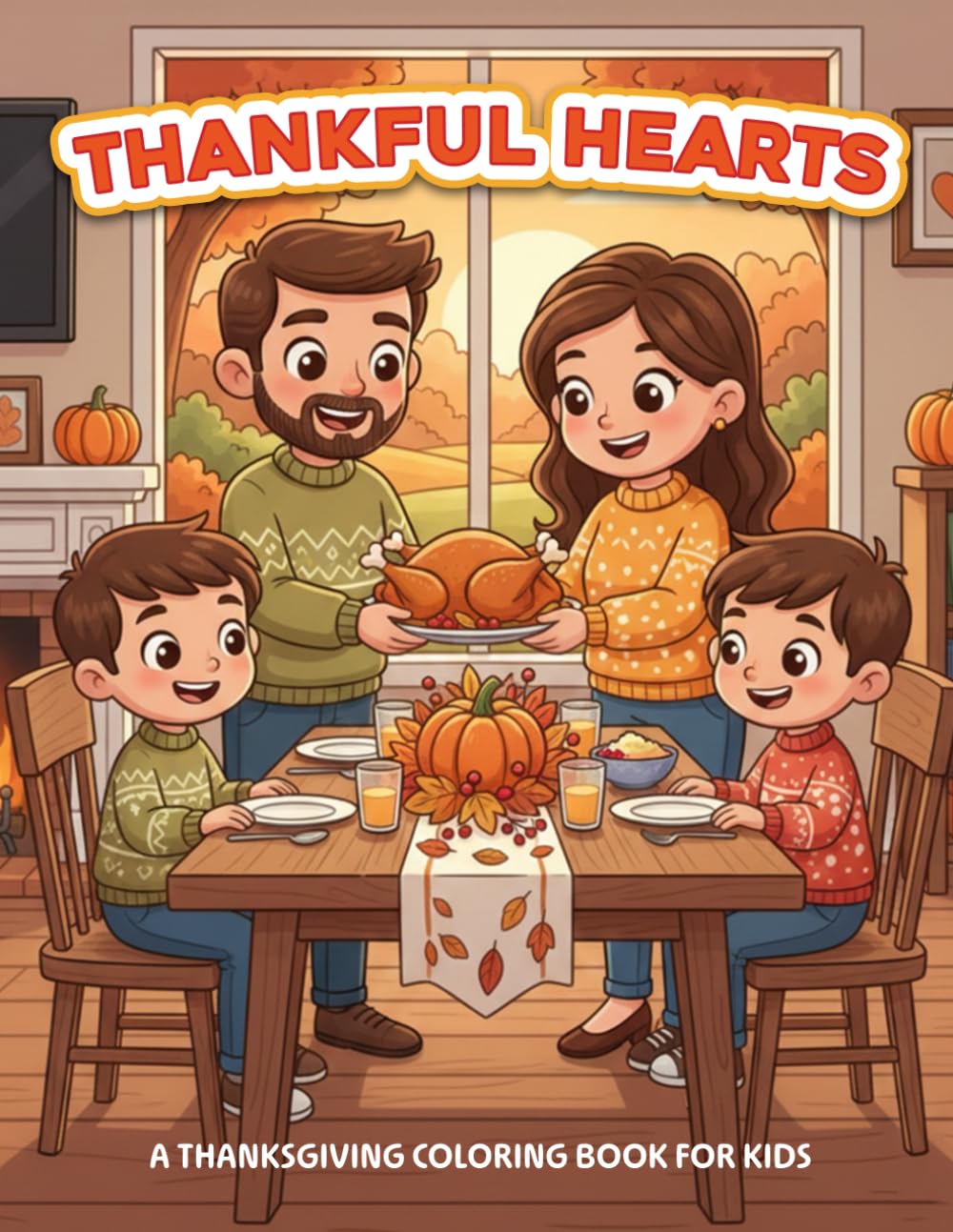 Thankful Hearts: A Thanksgiving Coloring Book for Kids | Cute Fall Scenes, Gratitude Activities, Turkeys, Pumpkins & Autumn Fun: 50 Adorable ... & Fall Joy | Perfect Holiday Activity Book