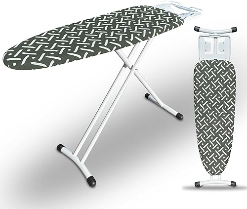 Tabla de planchar portátil con soporte de hierro, tela resistente al calor y a las quemaduras, altura ajustable, marco de acero 36 pulgadas de largo