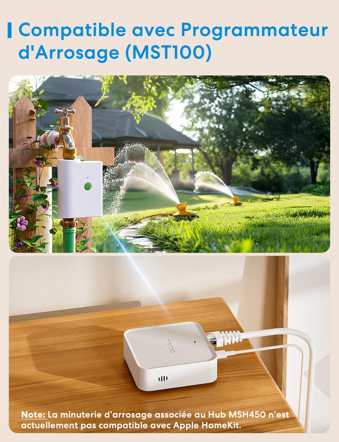 Meross Smart Hub Matter MSH450 | Alarme 110 DB & Port Ethernet | Prend en Charge Détecteur Fumée, Capteurs (Porte/Fenêtre, Fuite Eau, Temp/Humidité) - Compatible avec Apple Home, Alexa et Google Home